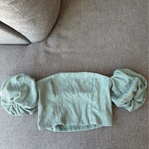 Abercrombie & Fitch Light Green off the shoulder Textured Top